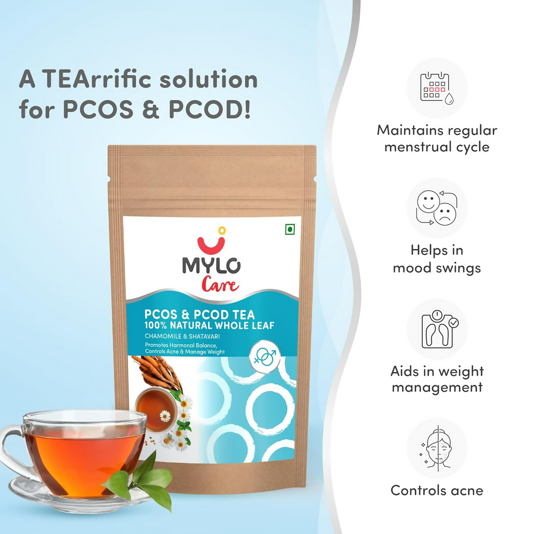Mylo Care 100% Natural PCOS & PCOD Tea - 30 Tea Bag