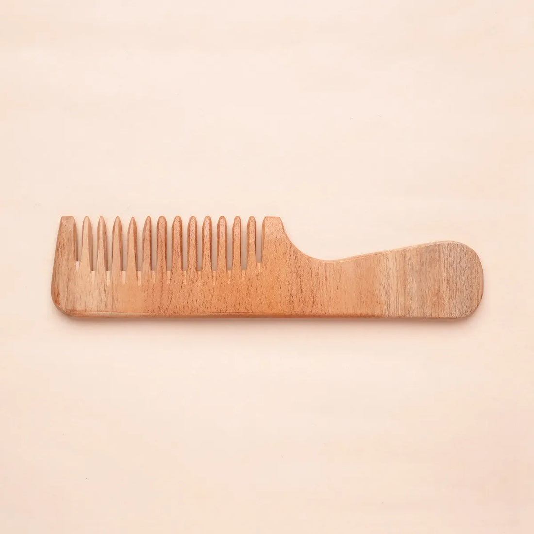 Isha Life Handmade Neem Wood Comb With Handle (Wider Teeth)
