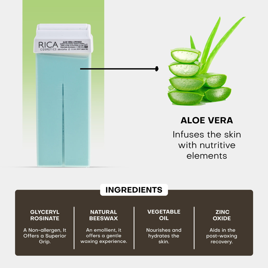 Rica Aloe Vera Roll On Lipo Wax Refill With Aloe Vera Extract