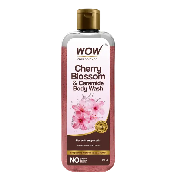 Wow Skin Science Cherry Blossom & Ceramide Body Wash For Removes Dirt, Hydrates and Softens Ski