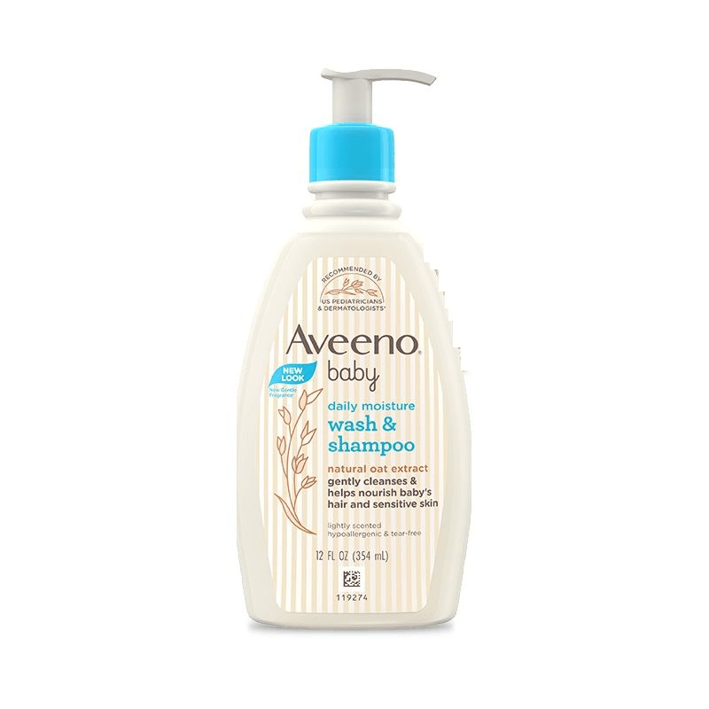Aveeno Baby Daily Moisture Wash & Shampoo - Natural Oat Gentle Cleanser For Hair, Sensitive Body Skin