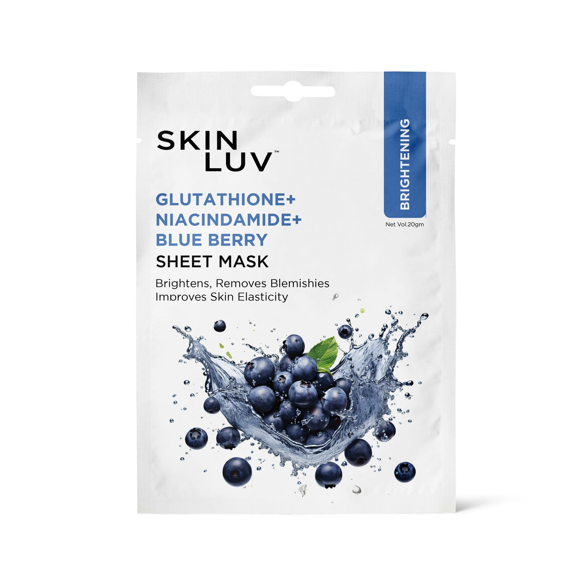 SkinLuv Blueberry + Glutathione + Niacinamide Brightening Sheet Mask