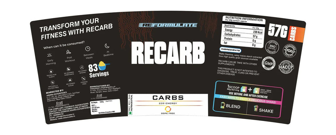 Reformulate Recarb I Carbs I 239 Energy I Nutraceutical - UnFlavored