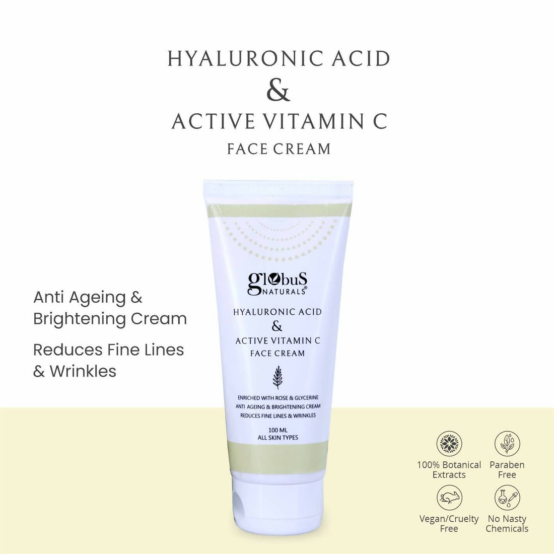 Globus Naturals Hyaluronic Acid & Vitamin C Anti Ageing Face Cream