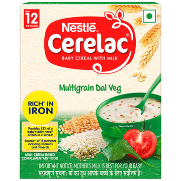 Nestle Cerelac Baby Cereal with Milk, Multigrain Dal Veg 12 Months