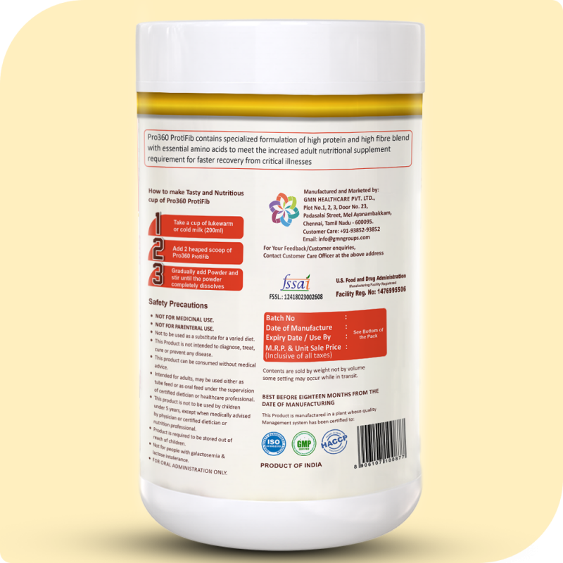 Pro360 Protifib HPHF High Protein High Fiber Healthy Nutritional Supplement Powder - Vanilla Flavor