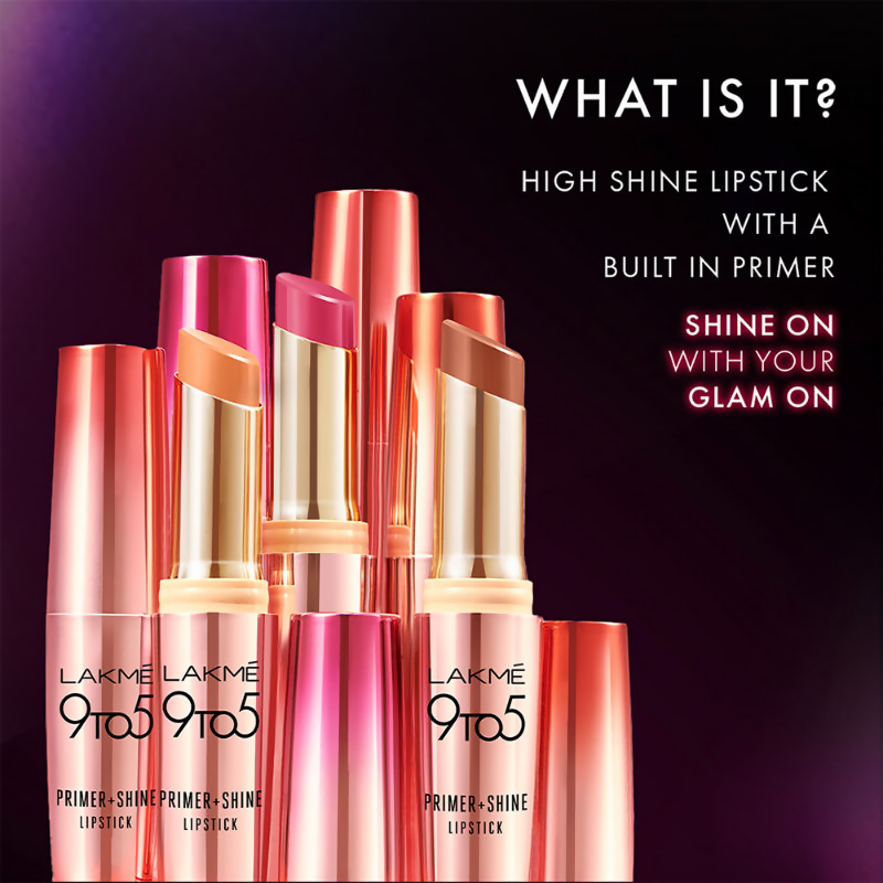 Lakme 9 To 5 Primer + Shine Lipstick - Red Pop