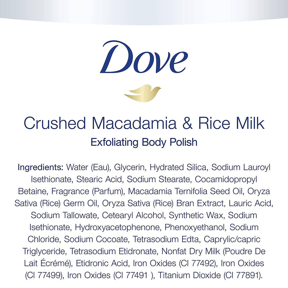 Dove Crushed Macadamia & Rice Milk Moderate Exfoliating Body Scrubating Body Polish Scrub