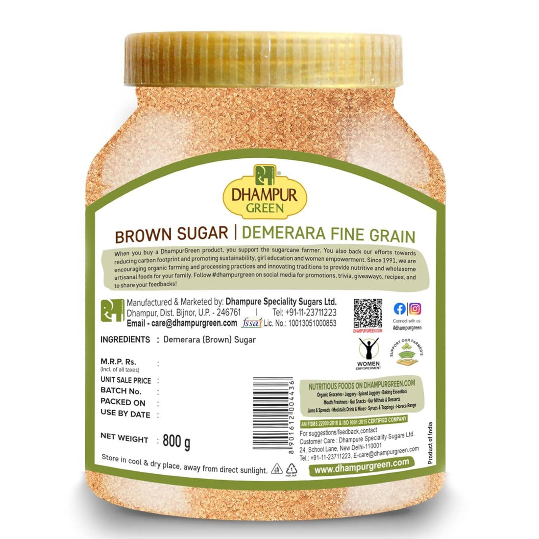 Dhampur Green Demerara Brown Sugar (Fine Grain)