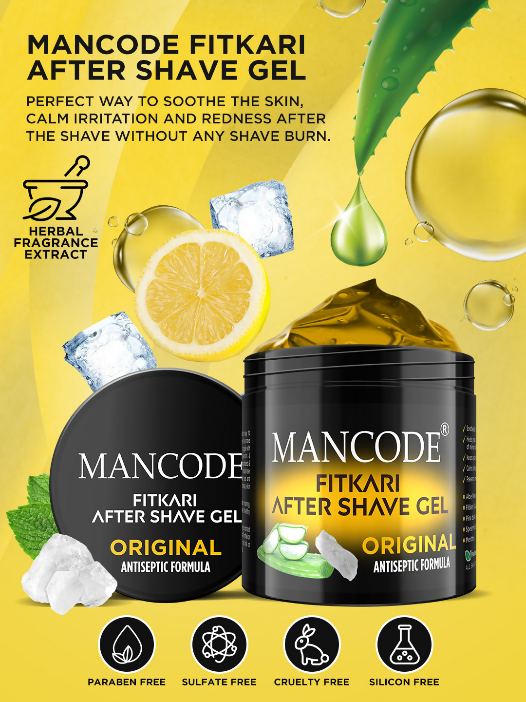 Mancode Fitkari After Shave Gel For Men Original Antiseptic Formula