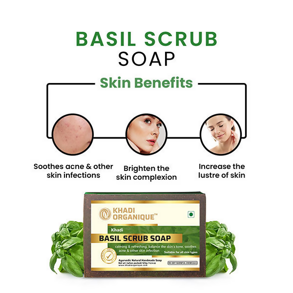 Khadi Organique Basil Scrub Soap