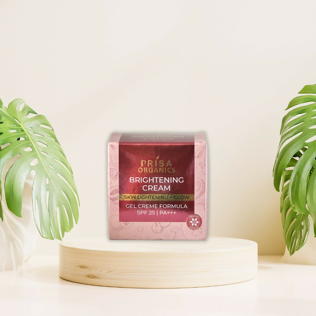 Prisa Organics Brightening Cream for Skin Lightening & Glow, Gel Cream Formula, SPF 25 PA+++