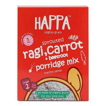 Happa Organic Baby Food Sprouted Ragi, Carrot & Beetroot Porridge Mix-Stage 2