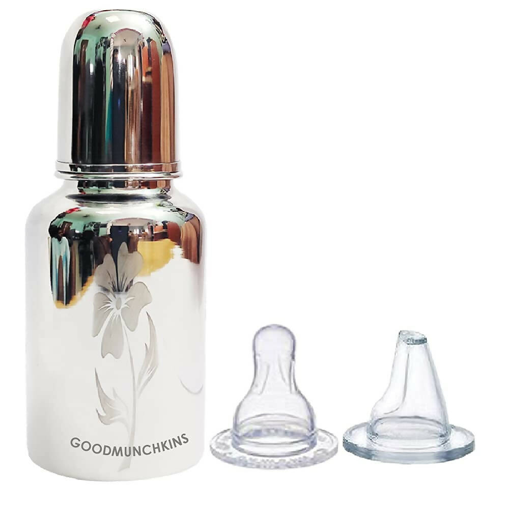 Goodmunchkins Stainless Steel Feeding Bottle Joint Less 304 Grade No Joints BPA Free for New Born Baby/Toddlers/Infants-280ml