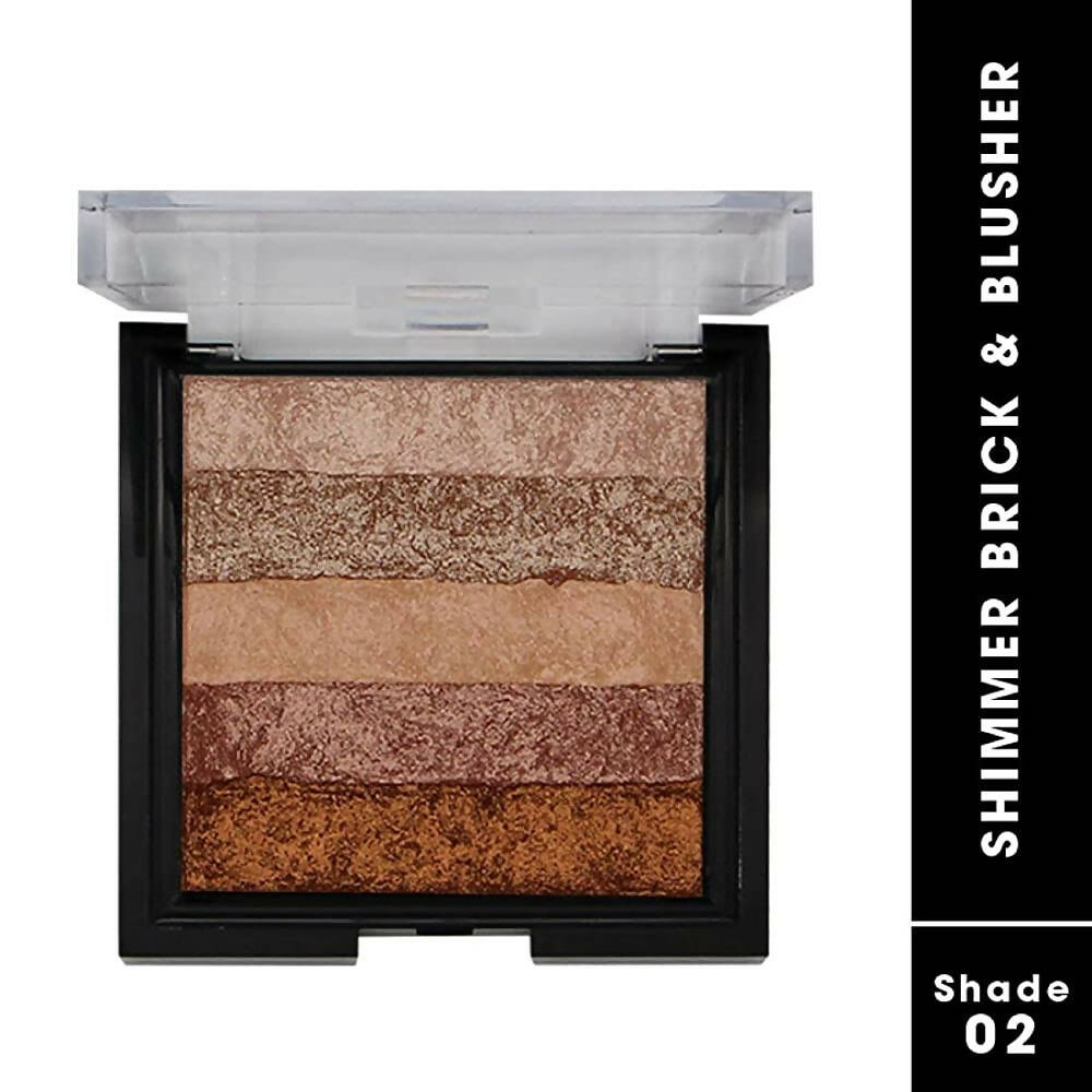 Fashion Colour Shimmer Brick & Blusher 2 in 1 Glow Bronzer Powder-Shade 02 (Medium To Dark)