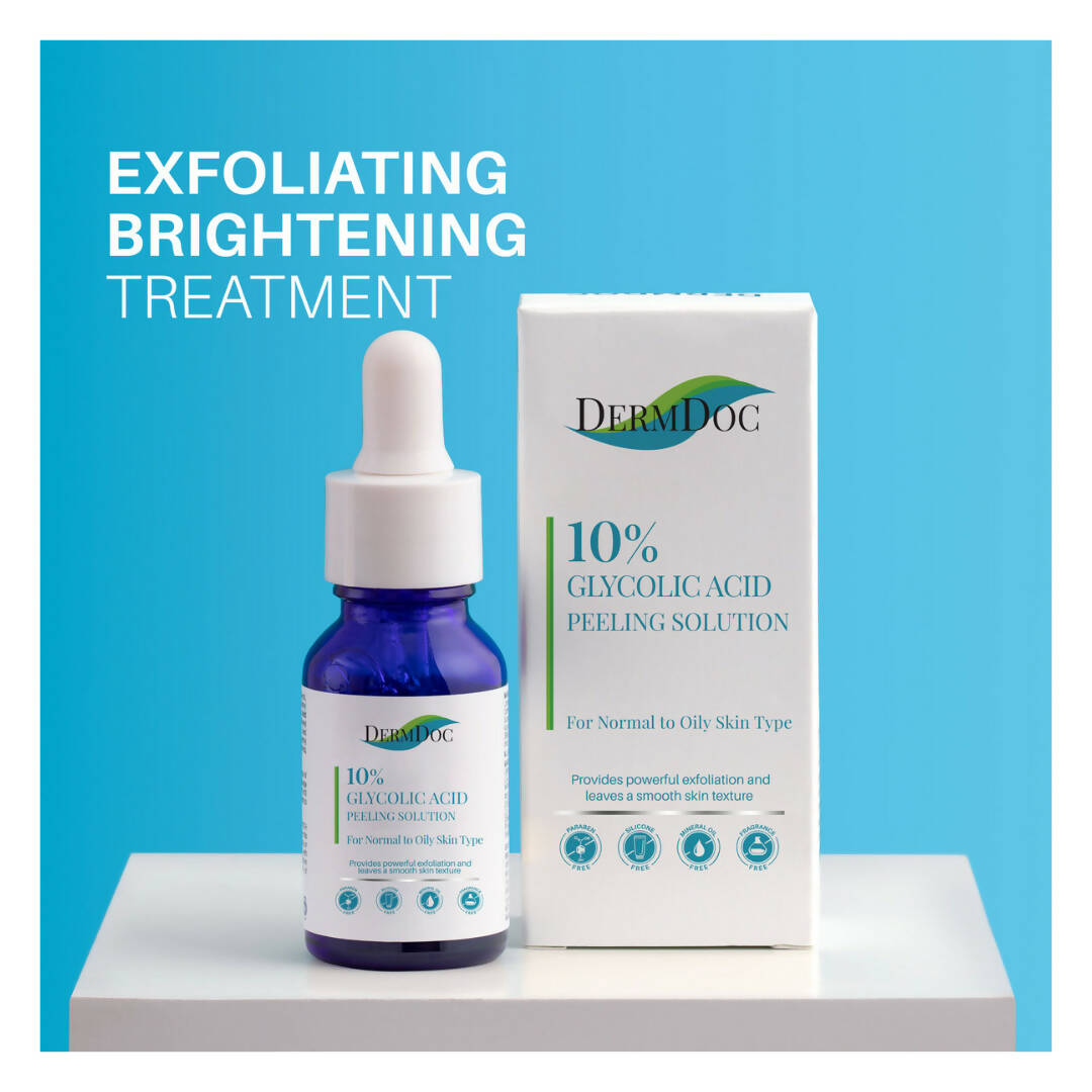 Dermdoc 10% Glycolic Acid Peeling Solution Serum, Pore Cleansing & Brightening, Normal to Oily Skin