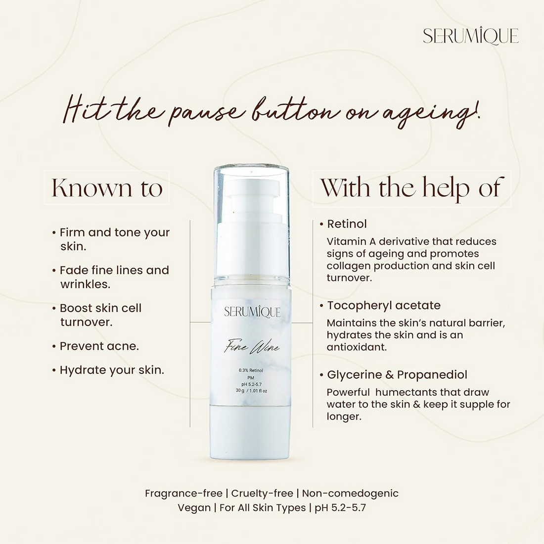 Serumique Retinol Night Face Serum for Anti-Ageing