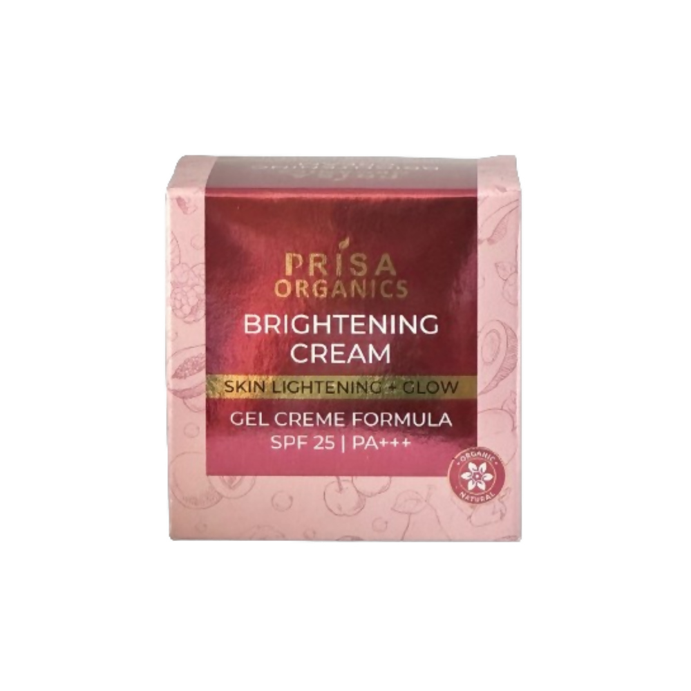 Prisa Organics Brightening Cream for Skin Lightening & Glow, Gel Cream Formula, SPF 25 PA+++