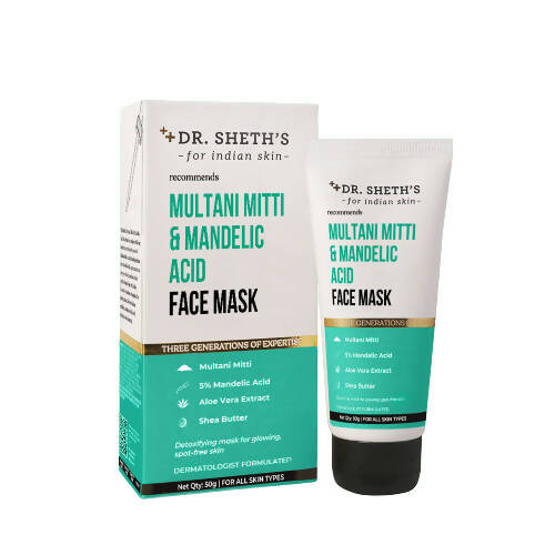 Dr. Sheth's Multani Mitti & Mandelic Acid Face Mask For Glowing Skin,  Oil Control, Tan Removal & Skin Brightening